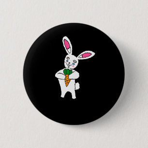 Konijn met wortelknop ronde button 5,7 cm
