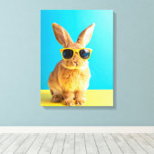 konijn met zonnebril canvas afdruk (Insitu (Houten vloer))