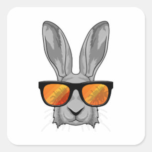 Konijn met zonnebril vierkante sticker