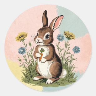 konijn – nostalgisch paasfeest ronde sticker