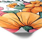 Konijn omringd door bloemen poster (Hoek)