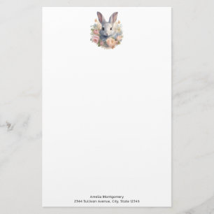 Konijn omringd door pastelbloemen Cute Briefpapier
