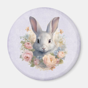 Konijn omringd door pastelbloemen Cute Magneet