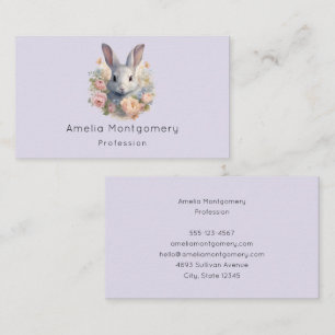 Konijn omringd door pastelbloemen Cute Visitekaartje