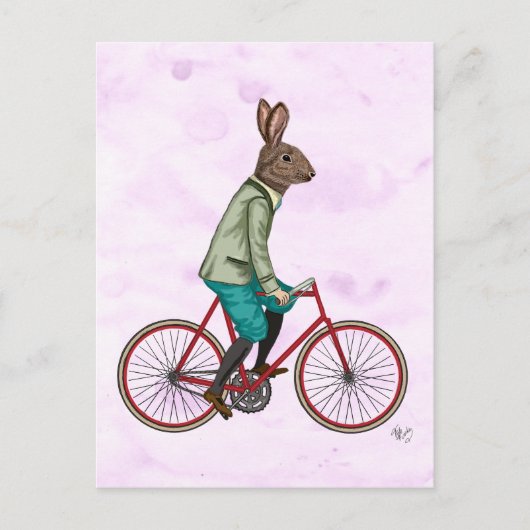 Konijn op bike 3 briefkaart (Voorkant)