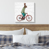 Konijn op bike canvas afdruk (Insitu (Slaapkamer))