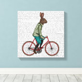 Konijn op bike canvas afdruk (Insitu (Houten vloer))