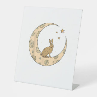 Konijn op de maan Bunny Reclamebord Met Voetstuk