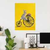 Konijn op fiets poster (Thuiskantoor)