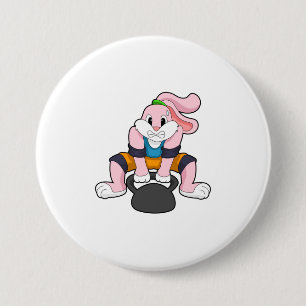 Konijn op fitness met Dumbbell.PNG Ronde Button 7,6 Cm
