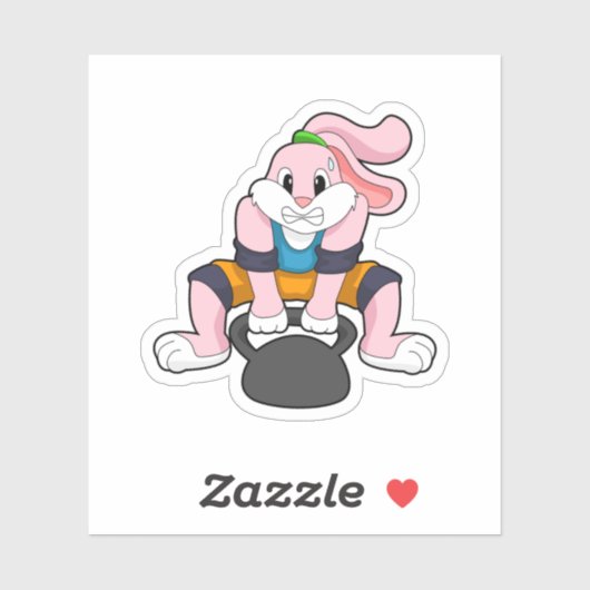 Konijn op fitness met Dumbbell.PNG Sticker (Vel)