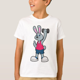 Konijn op fitness met Dumbbell T-shirt