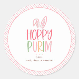 Konijn-Oren voor een Leuk Purim Ronde Sticker