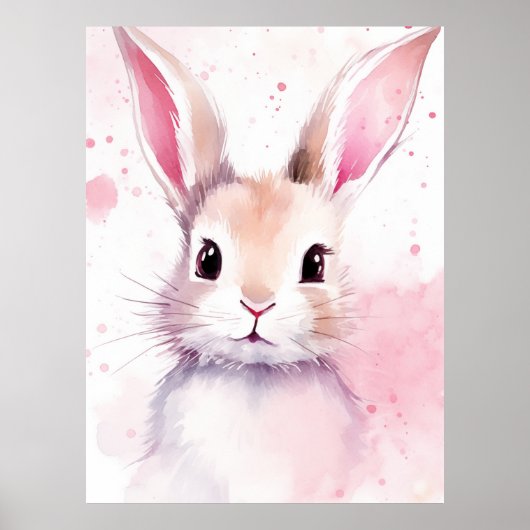 Konijn Pastel roze cute Poster (Voorkant)
