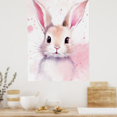 Konijn Pastel roze Poster (Keuken)