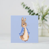 Konijn Peter blauwe achtergrond Bedankkaart (Staand voorkant)