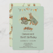 Konijn Peter herfst Kinderen Birthday Uitnodiging (Voorkant / Achterkant)