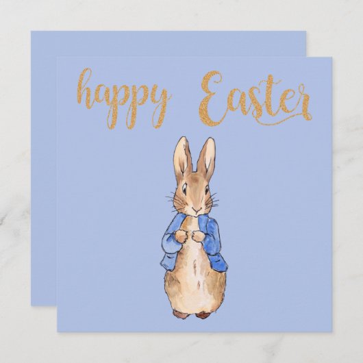 Konijn Peter op een blauwe achtergrond Bedankkaart (Voorkant / Achterkant)