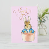Konijn Peter zittend in een pot Bedankkaart (Staand voorkant)