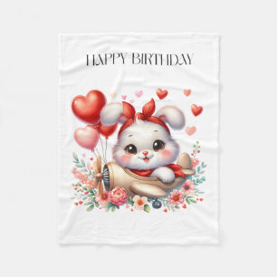 Konijn Piloot Verjaardag Fleece Deken