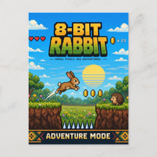 Konijn, Retro 8-Bit Pixel Art Briefkaart
