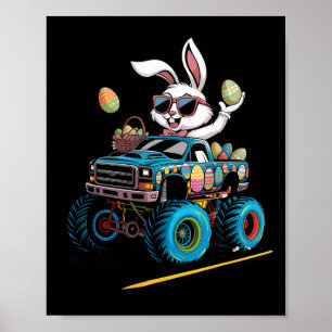 Konijn rijdt monstertruck voor jongens meisjes kin poster