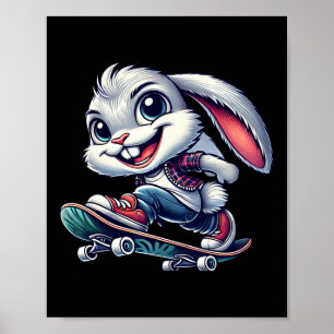 Konijn Skateboarden Skater Poster