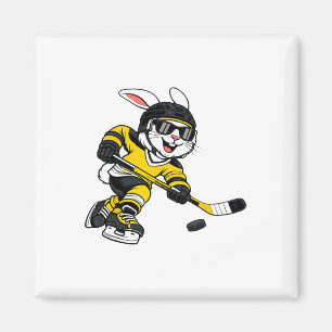 Konijn speelt ijshockey konijn paassport mannen magneet