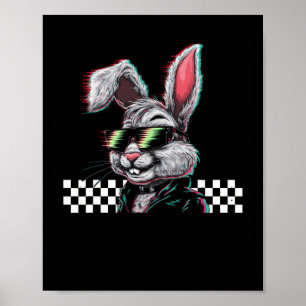 Konijn Trippy Vaporwave Pasen Techno Rave Edm Muzi Poster