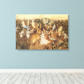 Konijn tussen de Fairies, feiën Canvas Afdruk (Insitu (Houten vloer))