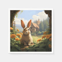 Konijn tussen de goudsbloemen