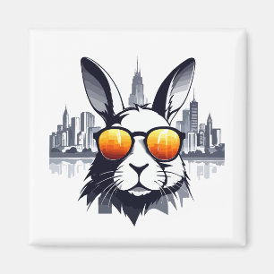 Konijn Vector Art Animal Modern Urban City Graphic Magneet