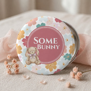 Konijn Verjaardag Knop Cute Konijn Feestje Ronde Button 5,7 Cm