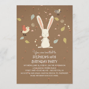 konijn - verjaardagsfeestje voor bunny woodland kaart