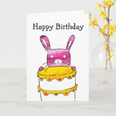 Konijn verjaardagskaart kaart (Gele Bloem)
