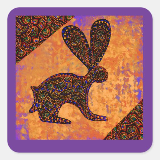 KONIJN VIERKANTE STICKER (Voorkant)