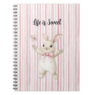 Konijn Vlinder Blush Roze Strepen Notitieboek