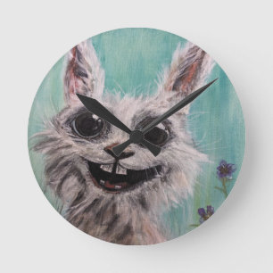 Konijn wandklok, 8" ronde acryl klok