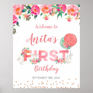 Konijn-waterverfslagscherm voor babyshower poster