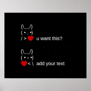konijn wil je dit? / Aanpasbare ASCII-tekstkunst Poster