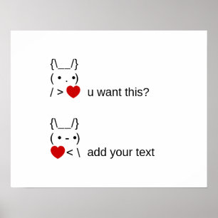 konijn wil je dit? / Aanpasbare ASCII-tekstkunst Poster