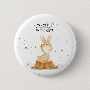 Konijn Wildlife bos babyshower stippen Ronde Button 5,7 Cm
