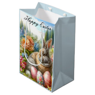 Konijn zittend in bloementuin Pasen cadeautas