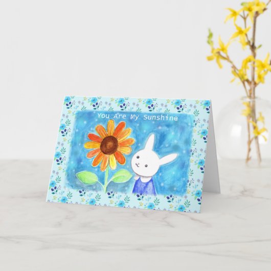 Konijn Zonnebloem Jij bent mijn Zonneschijn Liefde Kaart (Gele Bloem)