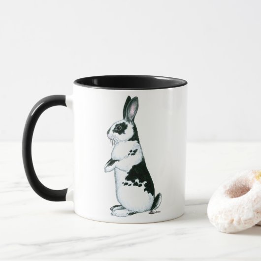 Konijn:  Zwart en wit Mok (Met donut)