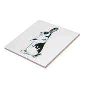 Konijn: Zwart en wit Tegeltje (Zijkant)