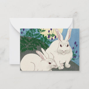 Konijnen bij Full Moon, 1920-1930, door Ohara Koso Notitiekaartje