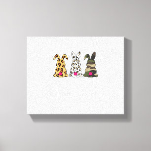 Konijnen Bunnies Leopard Camouflage Happy Paast Canvas Afdruk
