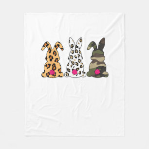 Konijnen Bunnies Leopard Camouflage Happy Paast Fleece Deken