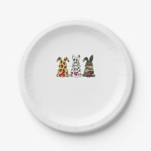 Konijnen Bunnies Leopard Camouflage Happy Paast Papieren Bordje